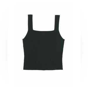 Darling Noble Black Ribbed Square Neck Top